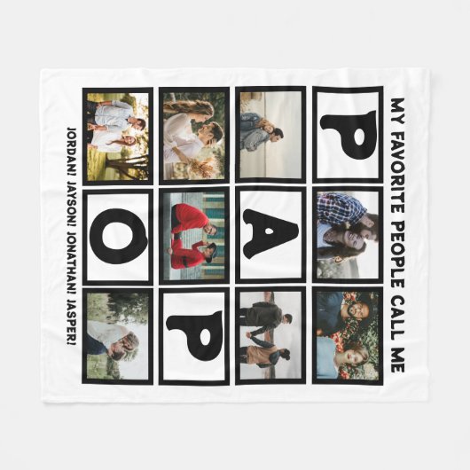 Custom Modern Opa Papa 8 FotoCollage Fleecedecke (Vorderseite (Horizontal))