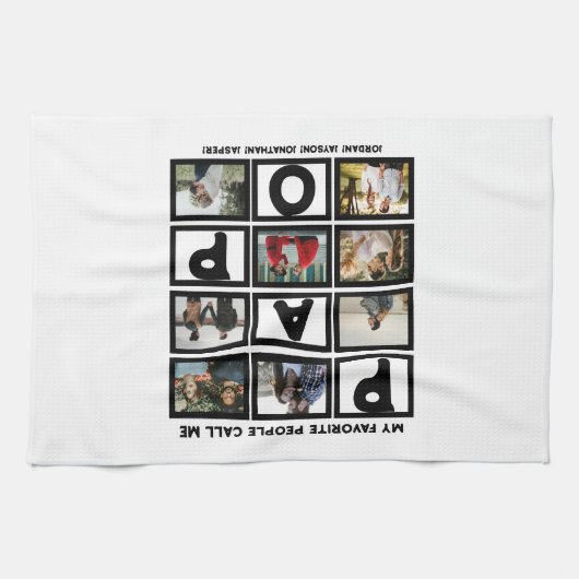 Custom Modern Opa Papa 8 FotoCollage Geschirrtuch (Horizontal)