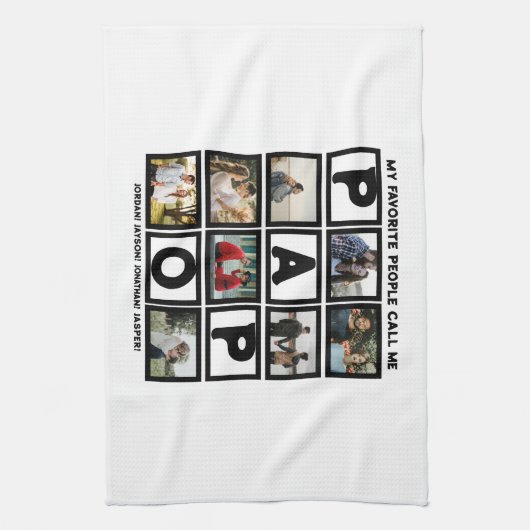 Custom Modern Opa Papa 8 FotoCollage Geschirrtuch (Vertikal)