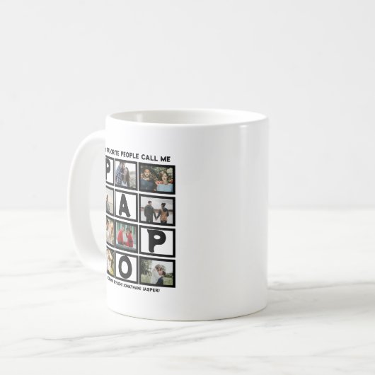 Custom Modern Opa Papa 8 FotoCollage Kaffeetasse (Vorderseite Links)