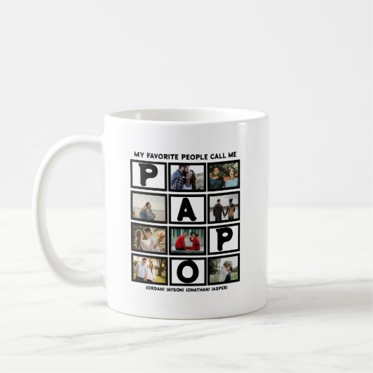 Custom Modern Opa Papa 8 FotoCollage Kaffeetasse (Links)