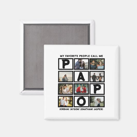 Custom Modern Opa Papa 8 FotoCollage Magnet (Vorderseite/Rückseite)