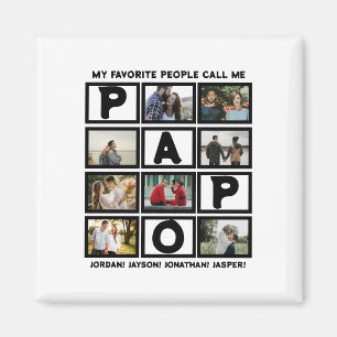 Custom Modern Opa Papa 8 FotoCollage Magnet