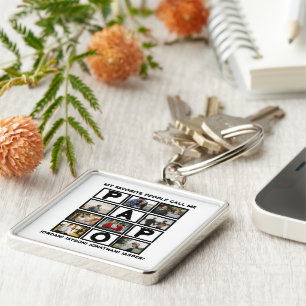 Custom Modern Opa Papa 8 FotoCollage Schlüsselanhänger