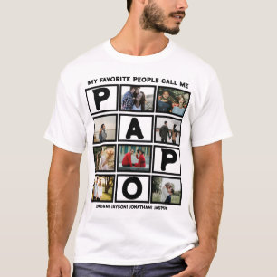Custom Modern Opa Papa 8 FotoCollage T-Shirt
