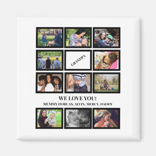 Custom Modern Opa Vathers Day 11 Foto Collage Magnet (Vorne)