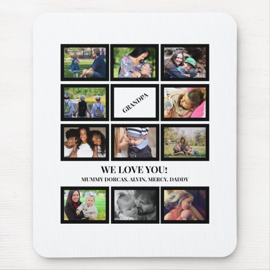 Custom Modern Opa Vathers Day 11 Foto Collage Mousepad (Vorne)