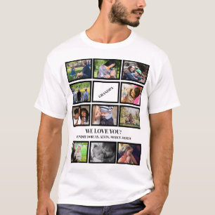 Custom Modern Opa Vathers Day 11 Foto Collage T-Shirt