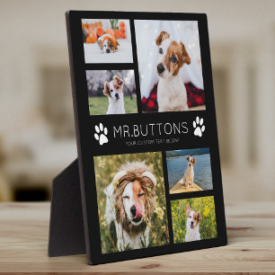Custom Modern Pet Name Photo Collage Dog Cat Lover Fotoplatte