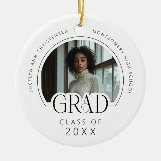 Custom Modern Photo Keepsake Graduation Keramik Ornament (Vorne)