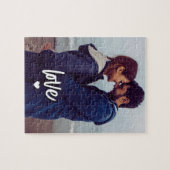 Custom Modern Photo Love Script Couple Puzzle (Horizontal)