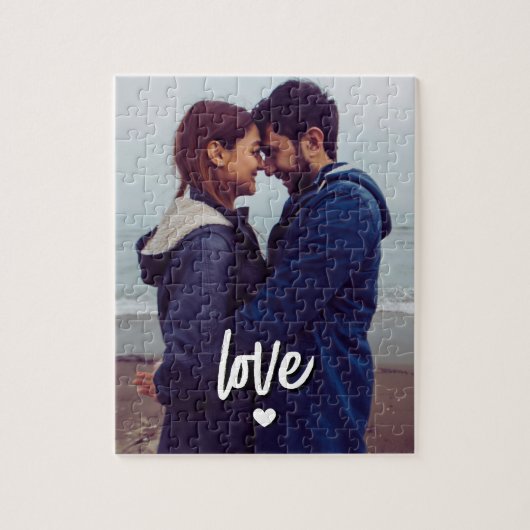Custom Modern Photo Love Script Couple Puzzle (Vertikal)