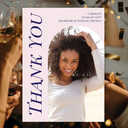 Custom Modern Pink Abschluss 2025 Arch Foto Dankeskarte