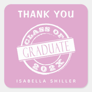 Custom Modern Pink Graduate Vielen Dank Quadratischer Aufkleber
