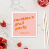 Custom Modern Pink Orange Retro Graduation Party Serviette (Beispiel)
