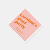 Custom Modern Pink Orange Retro Graduation Party Serviette (Ecke)