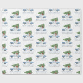 Custom Modern Police Officer Christmas Tree Car Geschenkpapier (Flach)