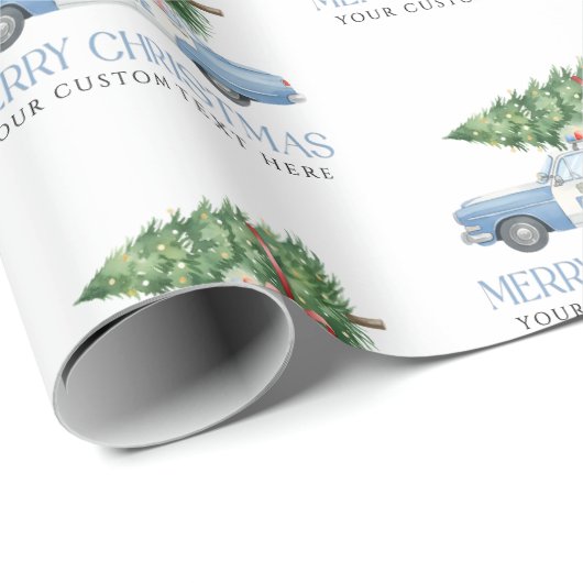 Custom Modern Police Officer Christmas Tree Car Geschenkpapier (Rolleneckpunkt)