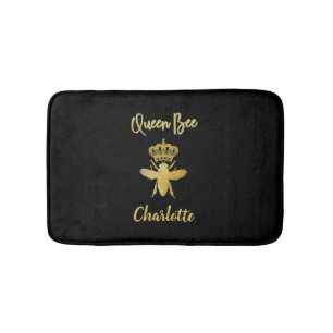 Custom Modern QUEEN BEE Gold & Black Viscoschaumst Badematte