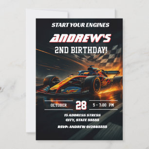 Custom Modern Race Car Geburtstagsparty Einladung
