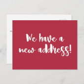 Custom Modern Red Stylish Moving Ankündigung Postkarte (Vorne/Hinten)