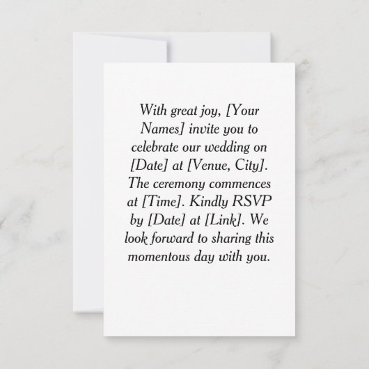 Custom Modern Romantic Wedding Floral Wedding Einladung (Rückseite)