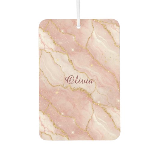 Custom Modern Rose Quartz Marble Gold Autolufterfrischer (Vorderseite)