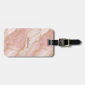 Custom Modern Rose Quartz Marble Gold Gepäckanhänger (Vorderseite horizontal)
