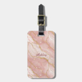 Custom Modern Rose Quartz Marble Gold Gepäckanhänger (Vorderseite vertikal)