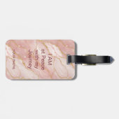 Custom Modern Rose Quartz Marble Gold Gepäckanhänger (Rückseite horizontal)