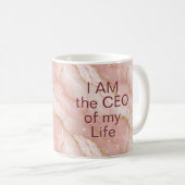 Custom Modern Rose Quartz Marble Gold Glitter Kaffeetasse (VorderseiteRechts)