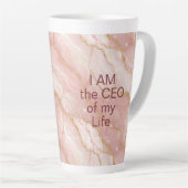 Custom Modern Rose Quartz Marble Gold Glitter Milchtasse (Rechte Ecke)