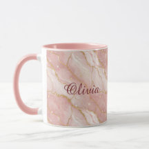 Custom Modern Rose Quartz Marble Gold Glitter