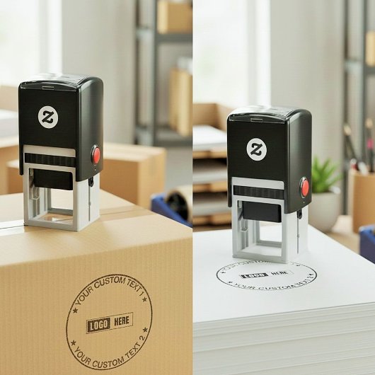 Custom Modern Round Business Logo & Text Seal Permastempel