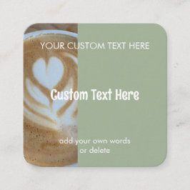 Custom Modern Sage Green Cafe Photo Template Quadratische Visitenkarte