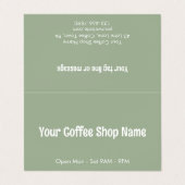 Custom Modern Sage Green Coffee Cafe Template Visitenkarten (Außenseite Aufgefaltet)