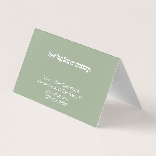 Custom Modern Sage Green Coffee Cafe Template Visitenkarten (Rückseite)