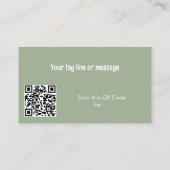 Custom Modern Sage Green Coffee Shop Photo QR Code Visitenkarte (Rückseite)