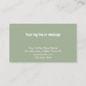 Custom Modern Sage Green Coffee Shop Template Visitenkarte (Rückseite)