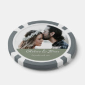 Custom Modern Sage Green Foto Calligraphy Pokerchips (Einzeln)