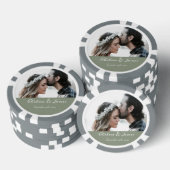 Custom Modern Sage Green Foto Calligraphy Pokerchips (Stapel)