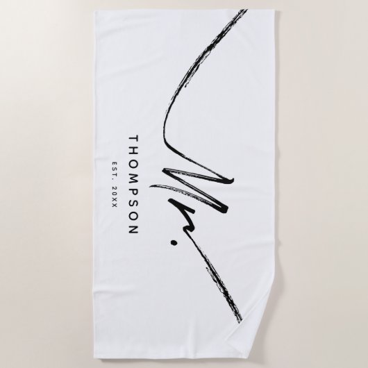 Custom Modern Schwarz-weiß Minimalistisch Strandtuch (Vorderseite)