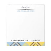 Custom Modern Script Name Email Tel Kariert Tartan Notizblock (Vorderseite)