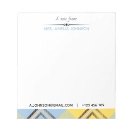 Custom Modern Script Name Email Tel Kariert Tartan Notizblock