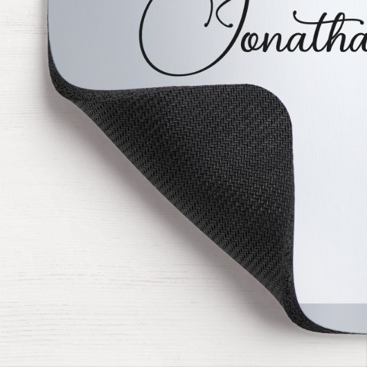 Custom Modern Silver Metallic Look Typografy Name Mousepad (Ecke)