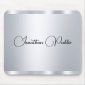 Custom Modern Silver Metallic Look Typografy Name Mousepad (Vorne)