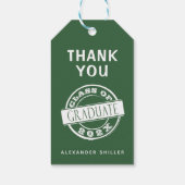 Custom Modern Simple Green Graduate Vielen Dank Geschenkanhänger (Rückseite)