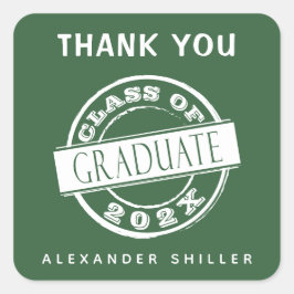 Custom Modern Simple Green Graduate Vielen Dank Quadratischer Aufkleber