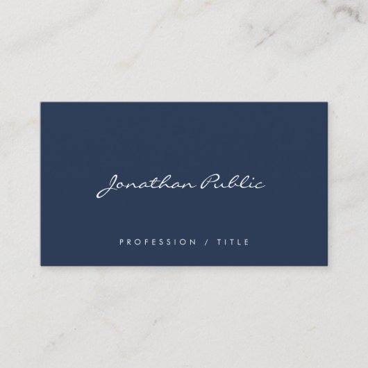 Custom Modern Simple Handwritten Script Navy Blue Visitenkarte (Vorderseite)