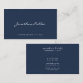 Custom Modern Simple Handwritten Script Navy Blue Visitenkarte (Vorne/Hinten)